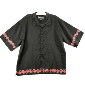Steve & Barry's Club Shirt Men's Button-Up Shirt Black XXXL 3XL Gothic Cross